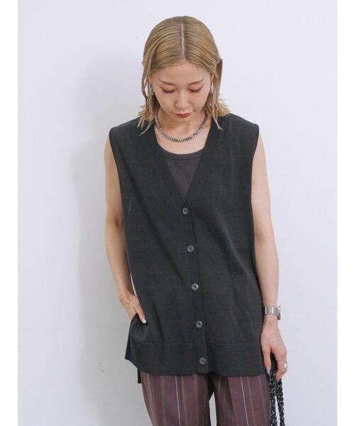 Samansa Mos2 blue（サマンサモスモスブルー）の「◎ニットジレ（ニット/セーター・レディース・ボルドー/チャコールグレー/オフホワイト・F）」の2枚目の写真