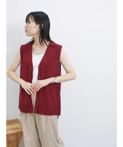 Samansa Mos2 blue（サマンサモスモスブルー）の「◎ニットジレ（ニット/セーター・レディース・ボルドー/チャコールグレー/オフホワイト・F）」の3枚目の写真