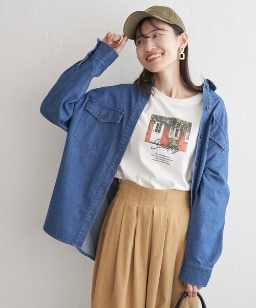 ikka（イッカ）の「【雑誌InRed10月号掲載】オーバーシャツ（シャツ/ブラウス・レディース・オフホワイト/ブルー/ネイビー・L/M/S）」の3枚目の写真