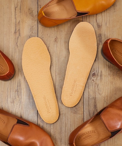 PADRONE（パドローネ）の「PADRONE パドローネ / Leather Insole 別注レザーインソール / PU9999-9302（インソール/シューズクッション・メンズ・キャメル/ブラック・MEDIUM/LARGE）」の2枚目の写真
