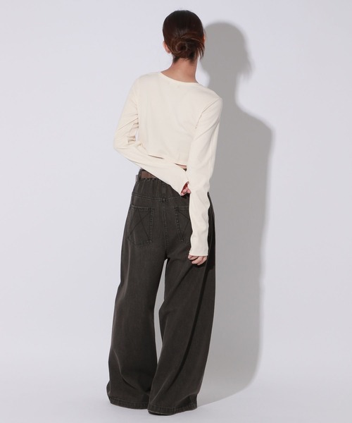 Anui(アニュイ)の「【UNISEX/3サイズ展開】プレートリブトップス(Tシャツ/カットソー・レディース・オフホワイト/ブラック/ブラウン・LARGE/MEDIUM/SMALL)」の7枚目の写真