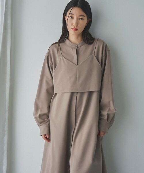 RONEL(ロネル)の「レイヤードシャツワンピース(ワンピース・レディース・ブラック/ベージュ・S/M)」の4枚目の写真