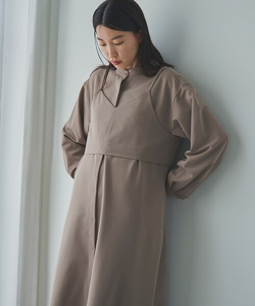 RONEL(ロネル)の「レイヤードシャツワンピース(ワンピース・レディース・ブラック/ベージュ・S/M)」の5枚目の写真