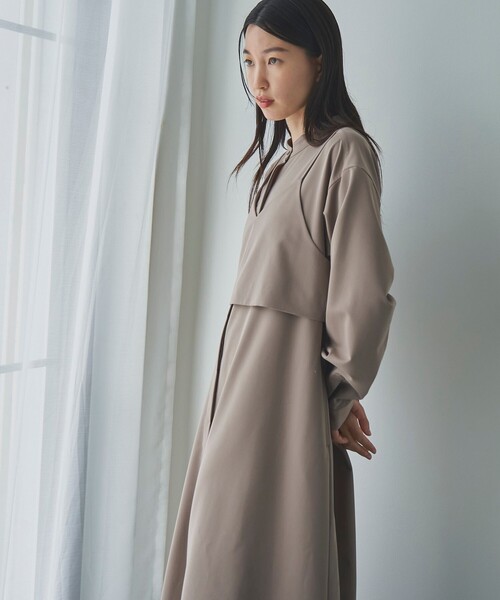 RONEL(ロネル)の「レイヤードシャツワンピース(ワンピース・レディース・ブラック/ベージュ・S/M)」の6枚目の写真
