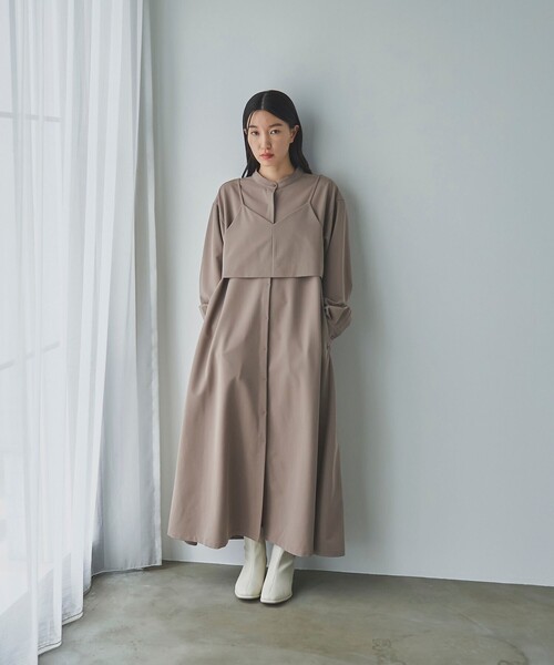 RONEL(ロネル)の「レイヤードシャツワンピース(ワンピース・レディース・ブラック/ベージュ・S/M)」の8枚目の写真