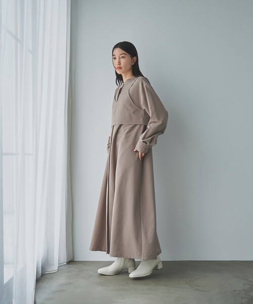 RONEL(ロネル)の「レイヤードシャツワンピース(ワンピース・レディース・ブラック/ベージュ・S/M)」の9枚目の写真