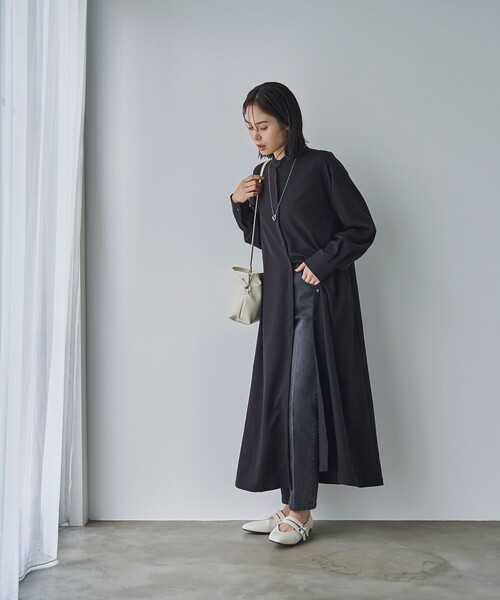 RONEL(ロネル)の「レイヤードシャツワンピース(ワンピース・レディース・ブラック/ベージュ・S/M)」の12枚目の写真
