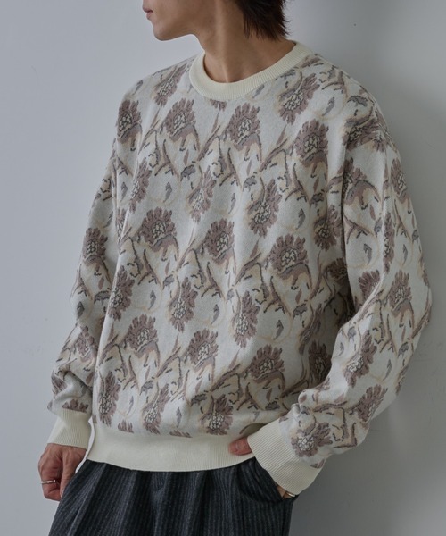 COLONY 2139(コロニートゥーワンスリーナイン)の「スウェットライクペイズリーニット(ニット/セーター・メンズ・チャコールグレー/アイボリー・MEDIUM/LARGE)」の1枚目の写真