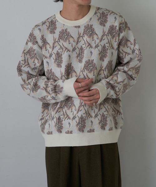 COLONY 2139(コロニートゥーワンスリーナイン)の「スウェットライクペイズリーニット(ニット/セーター・メンズ・チャコールグレー/アイボリー・MEDIUM/LARGE)」の3枚目の写真