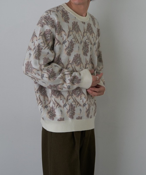 COLONY 2139(コロニートゥーワンスリーナイン)の「スウェットライクペイズリーニット(ニット/セーター・メンズ・チャコールグレー/アイボリー・MEDIUM/LARGE)」の6枚目の写真