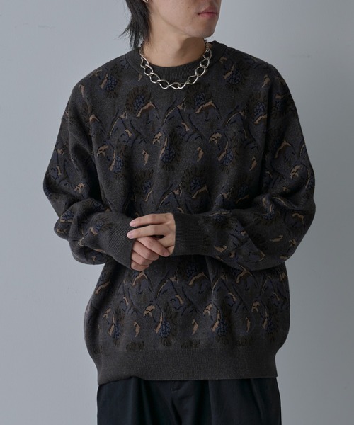 COLONY 2139(コロニートゥーワンスリーナイン)の「スウェットライクペイズリーニット(ニット/セーター・メンズ・チャコールグレー/アイボリー・MEDIUM/LARGE)」の7枚目の写真