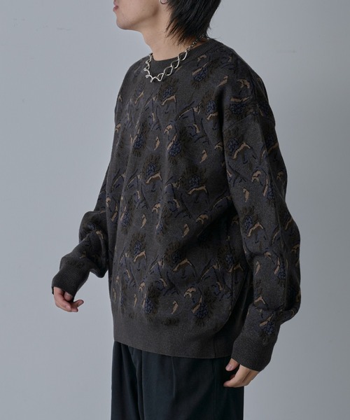 COLONY 2139(コロニートゥーワンスリーナイン)の「スウェットライクペイズリーニット(ニット/セーター・メンズ・チャコールグレー/アイボリー・MEDIUM/LARGE)」の8枚目の写真