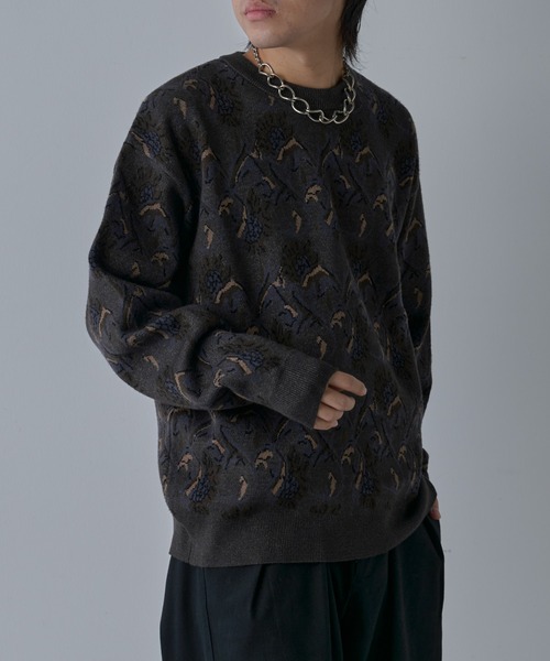 COLONY 2139(コロニートゥーワンスリーナイン)の「スウェットライクペイズリーニット(ニット/セーター・メンズ・チャコールグレー/アイボリー・MEDIUM/LARGE)」の10枚目の写真