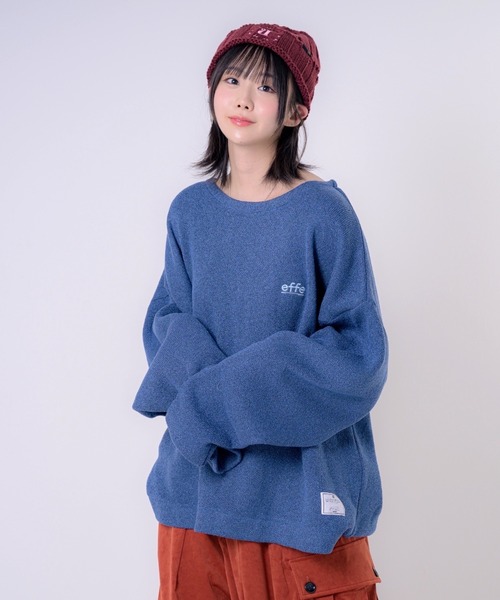 EFFECTEN(エフェクテン)の「【EFFECTEN】ee Embroidery Pullover Knit(ニット/セーター・メンズ・ブルー/モカ・FREE)」の2枚目の写真