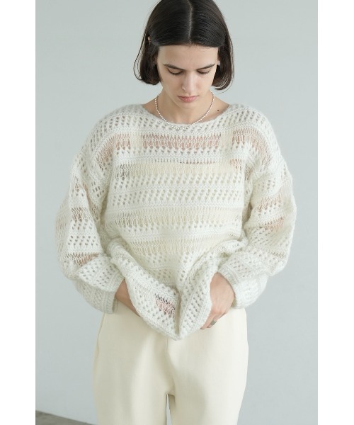 CLANE☆SHEER BORDER MOHAIR KNIT CLANE（クラネ）の「【CLANE/クラネ】SHEER BORDER MOHAIR KNIT