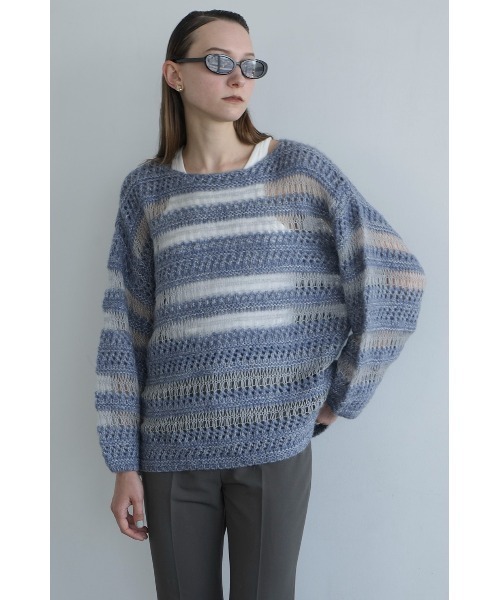 CLANE（クラネ）の「CLANE/クラネ/SHEER BORDER MOHAIR KNIT