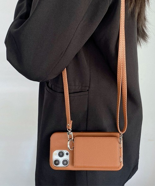 Fun & Daily（ファンアンドデイリー）の「レザーショルダー iPhoneケース　iPhone14 15 16 17 Pro/Pro Max/Plus/Air アイフォンケース スマホカバー（スマホケース/カバー・レディース・グレー/ブラック/ホワイト/ブラウン・iPhone 14/iPhone 14 Plus/iPhone 14 Pro/iPhone 14 Pro Max/iPhone 15/iPhone 15 Plus/iPhone 15 Pro/iPhone 15 Pro Max/iPhone 16/iPhone 16 Plus/iPhone 16 Pro/iPhone 16 Pro Max/iPhone 17/iPhone 17 Pro/iPhone 17 Pro Max/iPhone Air）」の4枚目の写真