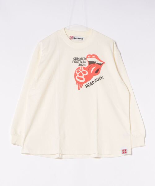 HEAD ROCK(ヘッドロック)の「HEADROCK/ヘッドロック 長袖オーバーサイズTシャツ(大人)(Tシャツ/カットソー・レディース・オフホワイト/杢グレー/スミクロ・160cm/170cm/180cm)」の1枚目の写真