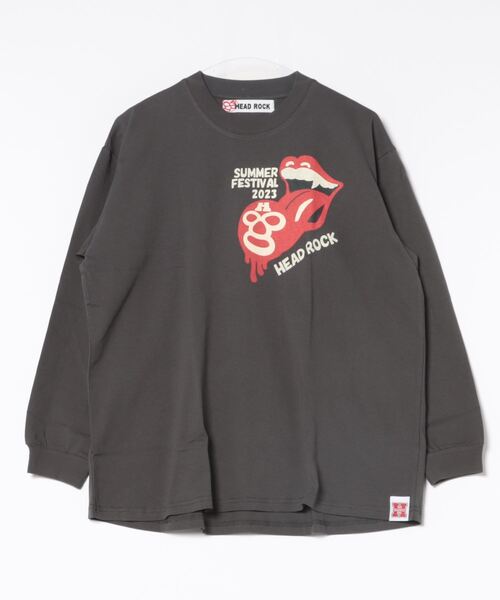 HEAD ROCK(ヘッドロック)の「HEADROCK/ヘッドロック 長袖オーバーサイズTシャツ(大人)(Tシャツ/カットソー・レディース・オフホワイト/杢グレー/スミクロ・160cm/170cm/180cm)」の2枚目の写真