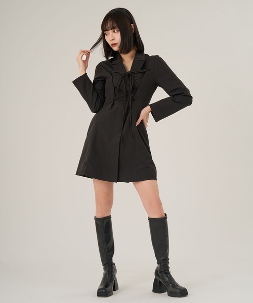 ★Coast レースオーバーコルセットディテイル 魅惑的ワンピ★ セクシーレースコルセットボディコンワンピース Q24＃の通販 by