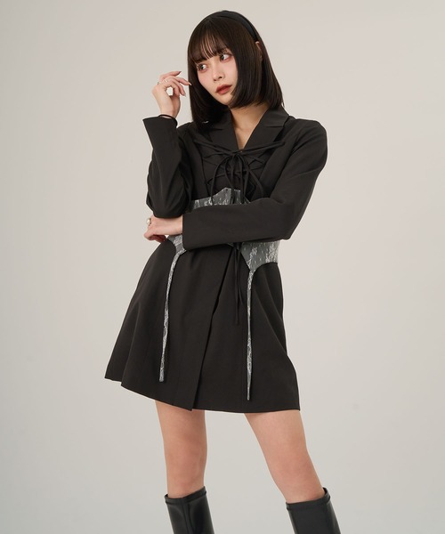 ★Coast レースオーバーコルセットディテイル 魅惑的ワンピ★ セクシーレースコルセットボディコンワンピース Q24＃の通販 by