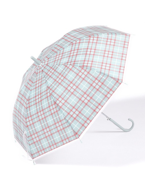 studio CLIP（スタディオクリップ）の「タータンチェックフロストビニール傘（長傘・レディース・グレー/ブルー・FREE）」の2枚目の写真