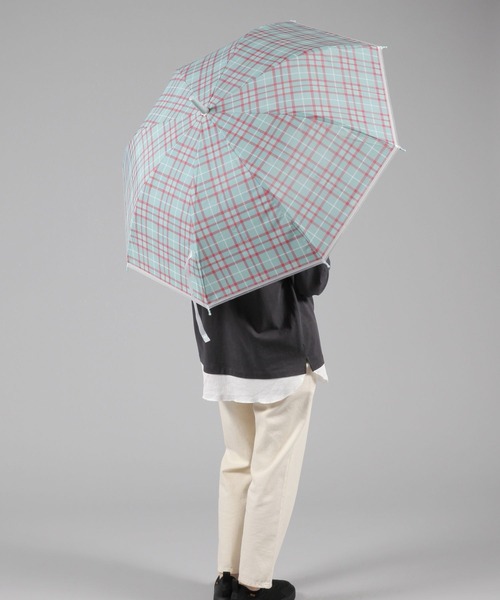 studio CLIP（スタディオクリップ）の「タータンチェックフロストビニール傘（長傘・レディース・グレー/ブルー・FREE）」の5枚目の写真