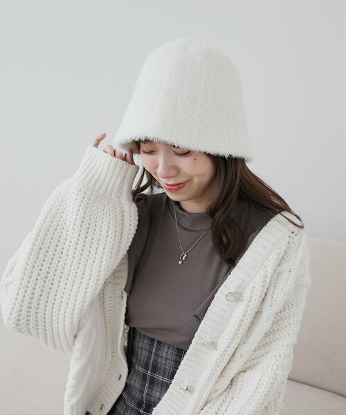 MAJESTIC LEGON（マジェスティックレゴン）の「シャギーバケットハット（ハット・レディース・アイボリー/ブラック・FREE）」の4枚目の写真