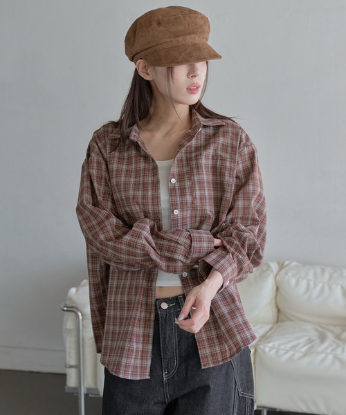UNE MANSION(ユヌマンション)の「デイリーチェックオーバーサイズシャツ(シャツ/ブラウス・レディース・レッド/ブラック/ブラウン・FREE)」の20枚目の写真