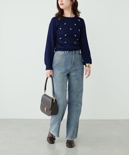 natural couture(ナチュラルクチュール)の「ミニローズケーブルニットプルオーバー(ニット/セーター・レディース・ネイビー/チャコールグレー/アイボリー・FREE)」の17枚目の写真