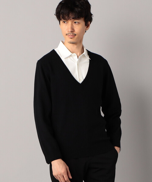 COMME CA MEN(コムサメン)の「ハイゲージドレスニットVネックプルオーバー(ニット/セーター・メンズ・ブラック/グレー/チャコールグレー・M/L)」の2枚目の写真