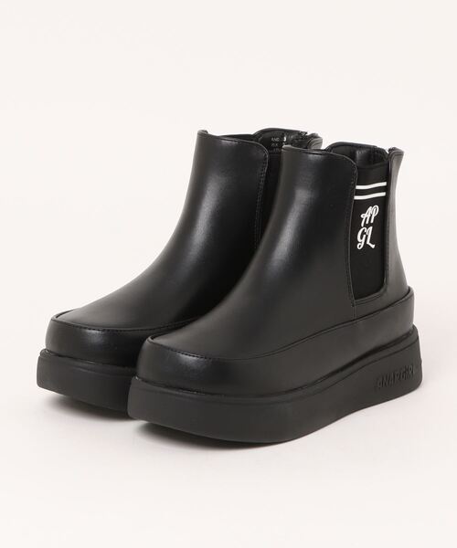 ANAP GｉRL（アナップガール）の「【ANAP GIRL】 厚底 サイドゴアブーツ（ブーツ・キッズ・ブラック/ホワイト・20.0cm/21.0cm/23.0cm/24.0cm/22.0cm）」の2枚目の写真