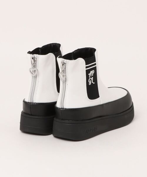 ANAP GｉRL（アナップガール）の「【ANAP GIRL】 厚底 サイドゴアブーツ（ブーツ・キッズ・ブラック/ホワイト・20.0cm/21.0cm/23.0cm/24.0cm/22.0cm）」の3枚目の写真