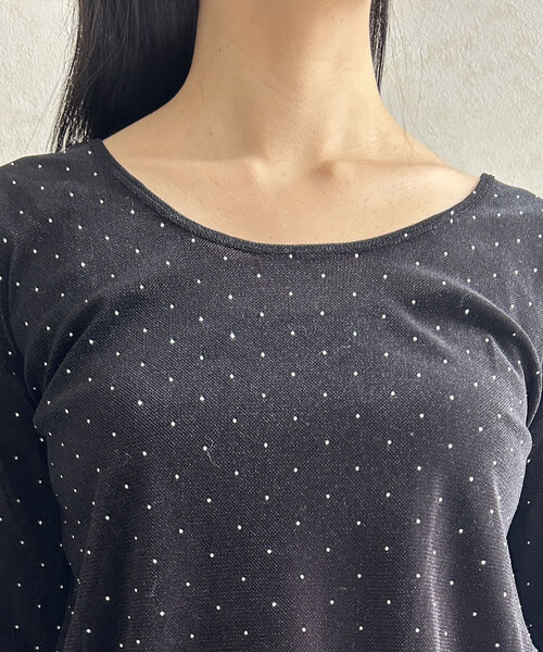 CAPRICIEUX LE'MAGE(カプリシューレマージュ)の「ストーンベロアロンT(Tシャツ/カットソー・レディース・ベージュ/ブラック・FREE)」の16枚目の写真