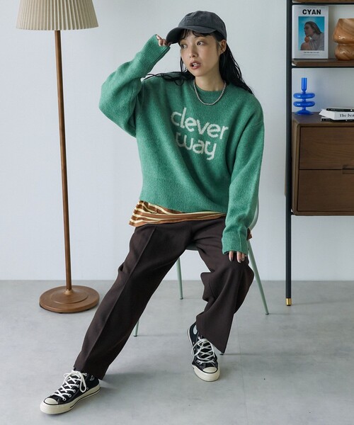 セール】ペールカラー ジャガードロゴニット（ニット/セーター