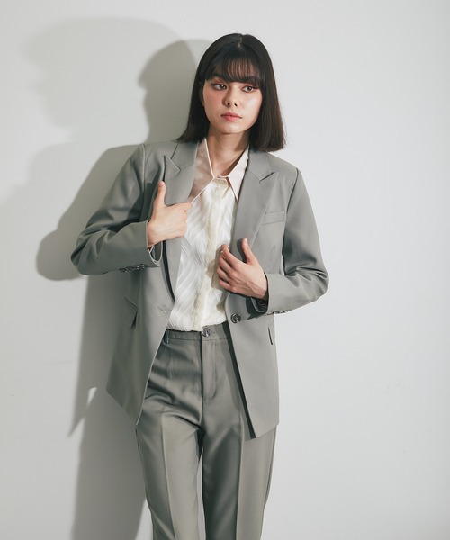 SMILE ORCHID(スマイルオーキッド)の「ワイドカラーブラウス(シャツ/ブラウス・レディース・ブラック/アイボリー・M)」の7枚目の写真