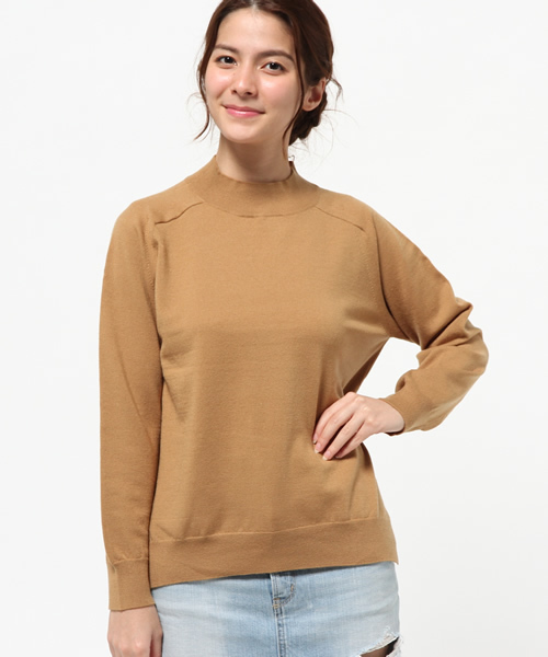 Omekashi(オメカシ)の「【Omekashi】洗えるニット!ウオシャブルハイネック(ニット/セーター・レディース・オフホワイト/ブラック/キャメル・フリ-)」の1枚目の写真