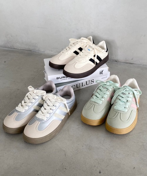 セール】ダブルライン配色スニーカー（スニーカー）｜MYMOOD