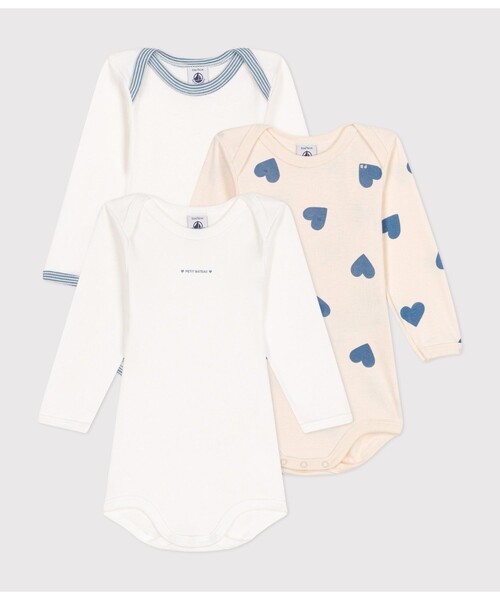 長袖ボディ３枚組（ロンパース）｜PETIT BATEAU（プチバトー）
