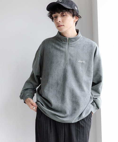 RAGEBLUE（レイジブルー）の「カットスウェード/ワンポイント刺繍ハーフジップ（スウェット・メンズ・グレー/ブルー/ホワイト/グリーン・SMALL/MEDIUM/LARGE）」の18枚目の写真