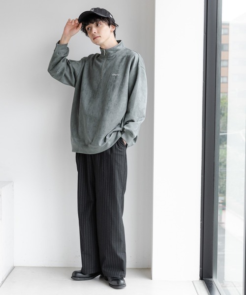 RAGEBLUE（レイジブルー）の「カットスウェード/ワンポイント刺繍ハーフジップ（スウェット・メンズ・グレー/ブルー/ホワイト/グリーン・SMALL/MEDIUM/LARGE）」の10枚目の写真