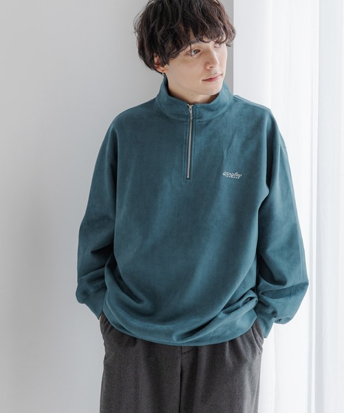 RAGEBLUE（レイジブルー）の「カットスウェード/ワンポイント刺繍ハーフジップ（スウェット・メンズ・グレー/ブルー/ホワイト/グリーン・SMALL/MEDIUM/LARGE）」の17枚目の写真