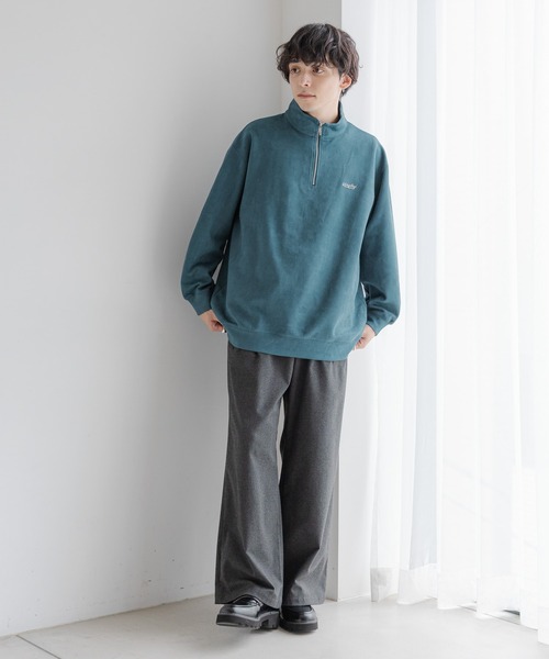 RAGEBLUE（レイジブルー）の「カットスウェード/ワンポイント刺繍ハーフジップ（スウェット・メンズ・グレー/ブルー/ホワイト/グリーン・SMALL/MEDIUM/LARGE）」の9枚目の写真