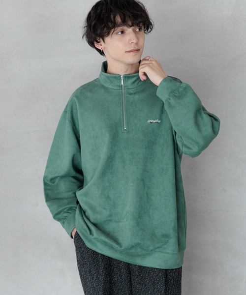 RAGEBLUE（レイジブルー）の「カットスウェード/ワンポイント刺繍ハーフジップ（スウェット・メンズ・グレー/ブルー/ホワイト/グリーン・SMALL/MEDIUM/LARGE）」の21枚目の写真