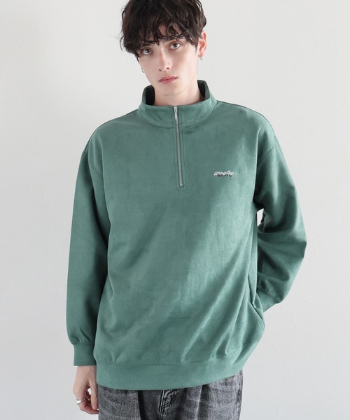 RAGEBLUE（レイジブルー）の「カットスウェード/ワンポイント刺繍ハーフジップ（スウェット・メンズ・グレー/ブルー/ホワイト/グリーン・SMALL/MEDIUM/LARGE）」の7枚目の写真