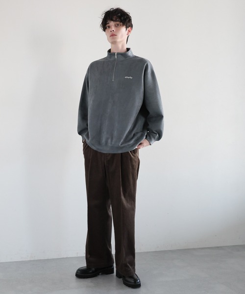 RAGEBLUE（レイジブルー）の「カットスウェード/ワンポイント刺繍ハーフジップ（スウェット・メンズ・グレー/ブルー/ホワイト/グリーン・SMALL/MEDIUM/LARGE）」の12枚目の写真