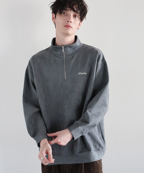 RAGEBLUE（レイジブルー）の「カットスウェード/ワンポイント刺繍ハーフジップ（スウェット・メンズ・グレー/ブルー/ホワイト/グリーン・SMALL/MEDIUM/LARGE）」の16枚目の写真