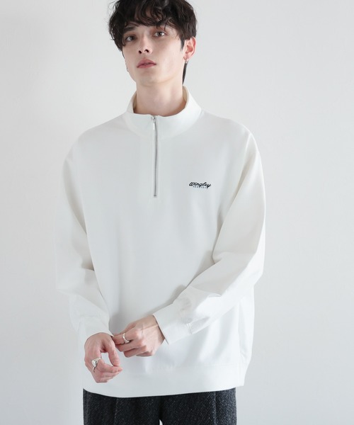 RAGEBLUE（レイジブルー）の「カットスウェード/ワンポイント刺繍ハーフジップ（スウェット・メンズ・グレー/ブルー/ホワイト/グリーン・SMALL/MEDIUM/LARGE）」の8枚目の写真