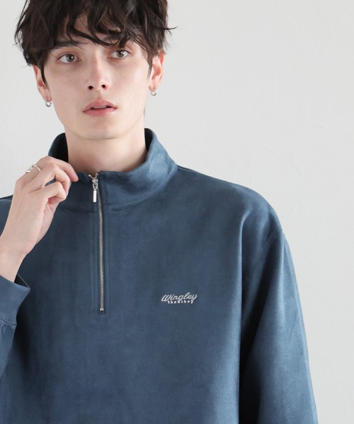RAGEBLUE（レイジブルー）の「カットスウェード/ワンポイント刺繍ハーフジップ（スウェット・メンズ・グレー/ブルー/ホワイト/グリーン・SMALL/MEDIUM/LARGE）」の19枚目の写真