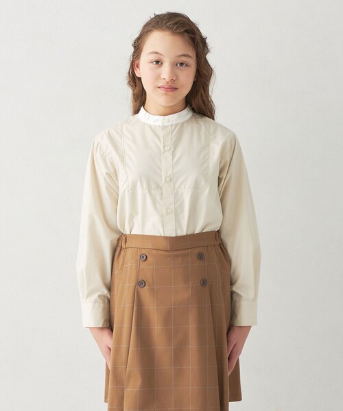 green label relaxing（グリーンレーベルリラクシング）の「バンドカラー シャツ ロングスリーブ / キッズ 140cm-160cm（シャツ/ブラウス・キッズ・ライトグレー/ベージュ/オフホワイト・140cm/150cm/160cm）」の11枚目の写真